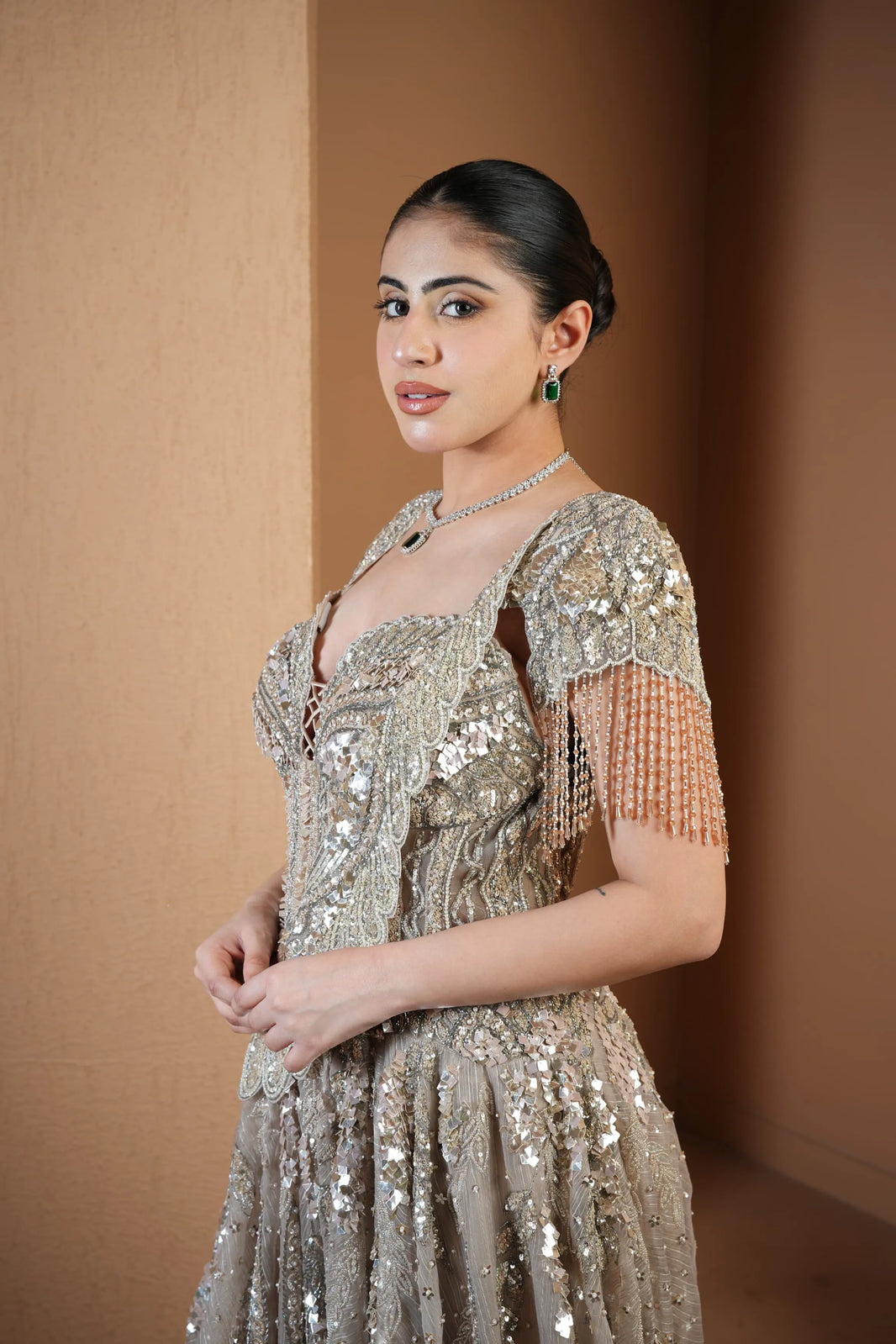 Silver Corset Sequin Drape