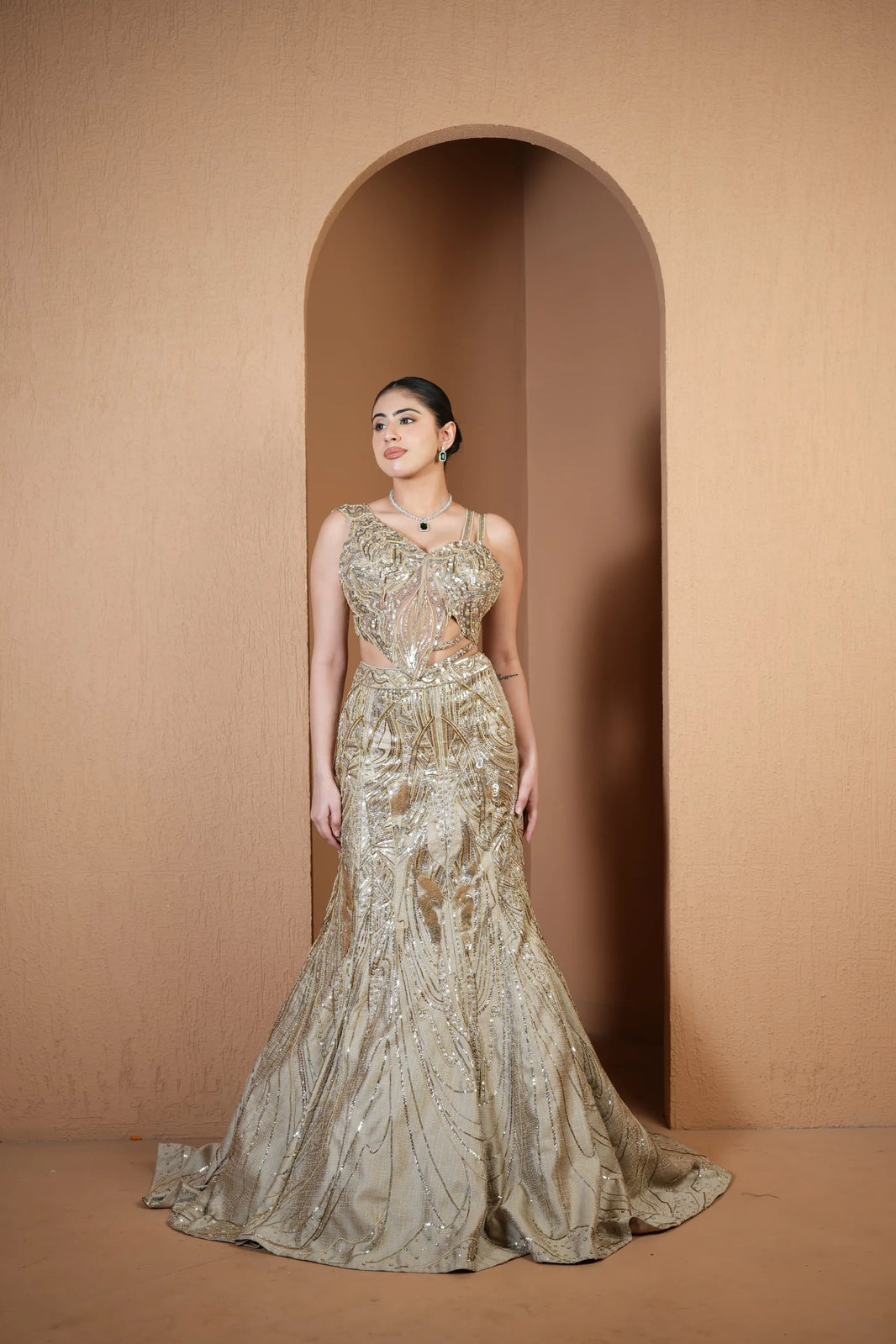 Champagne Sequin Mermaid Gown