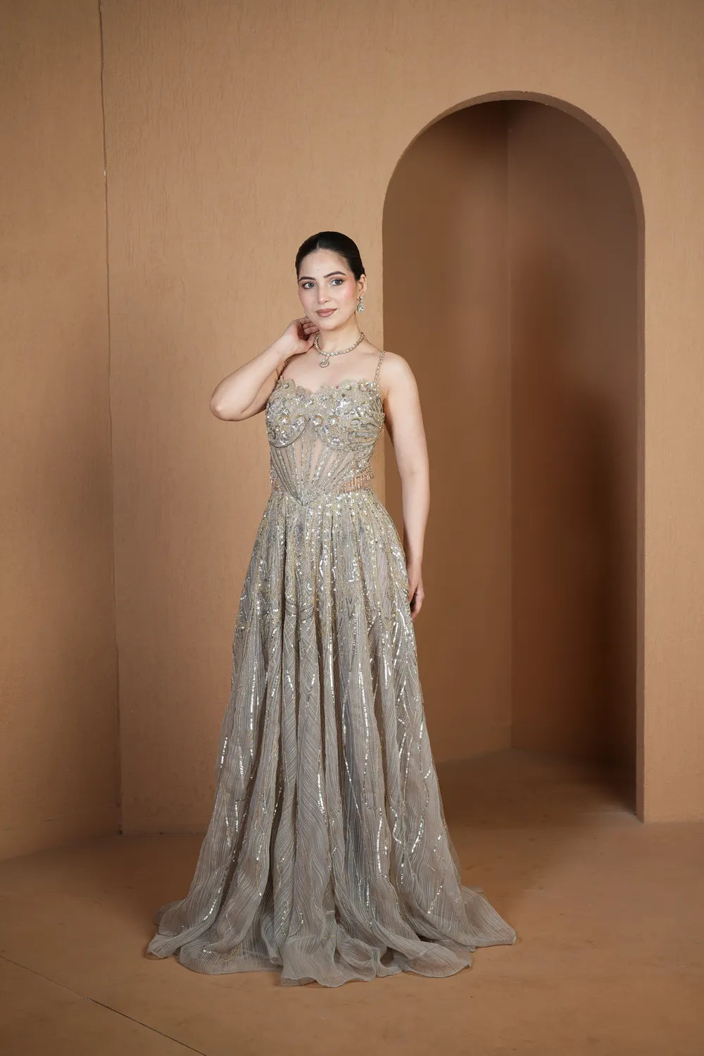Silver Bloom Corset Ensemble
