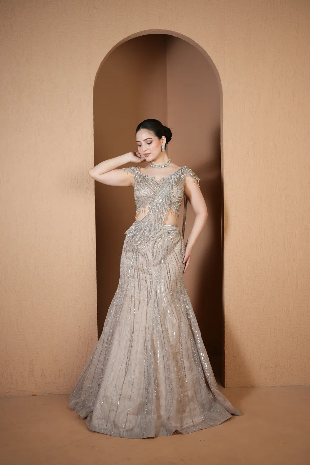Silver Feather Sequin Ensemble