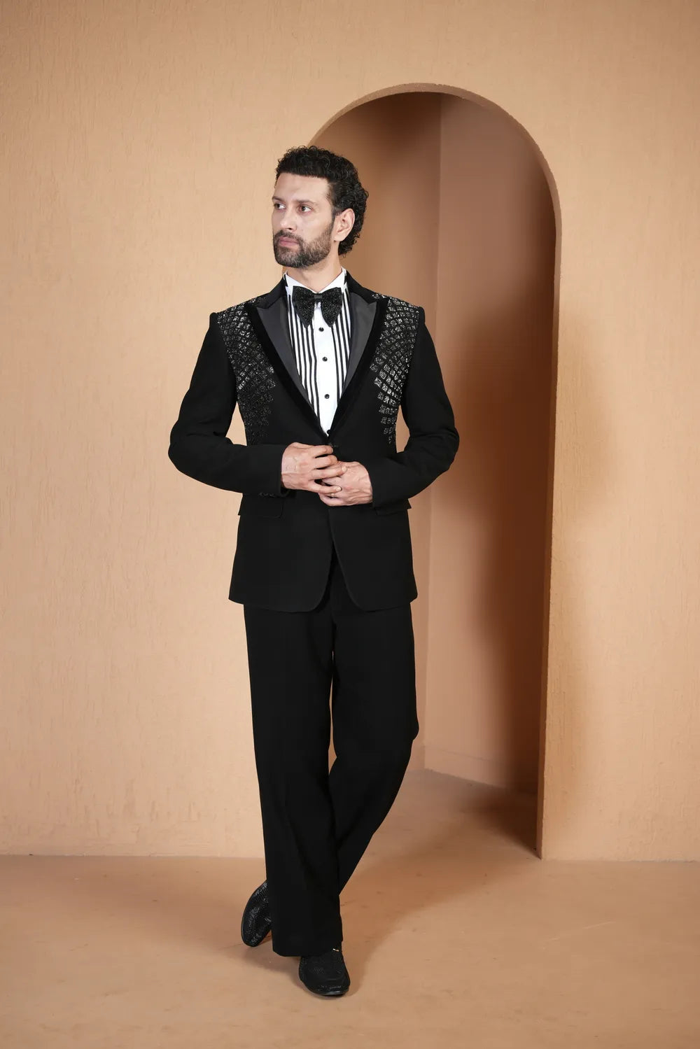 Geometrical Embellished Tuxedo Set