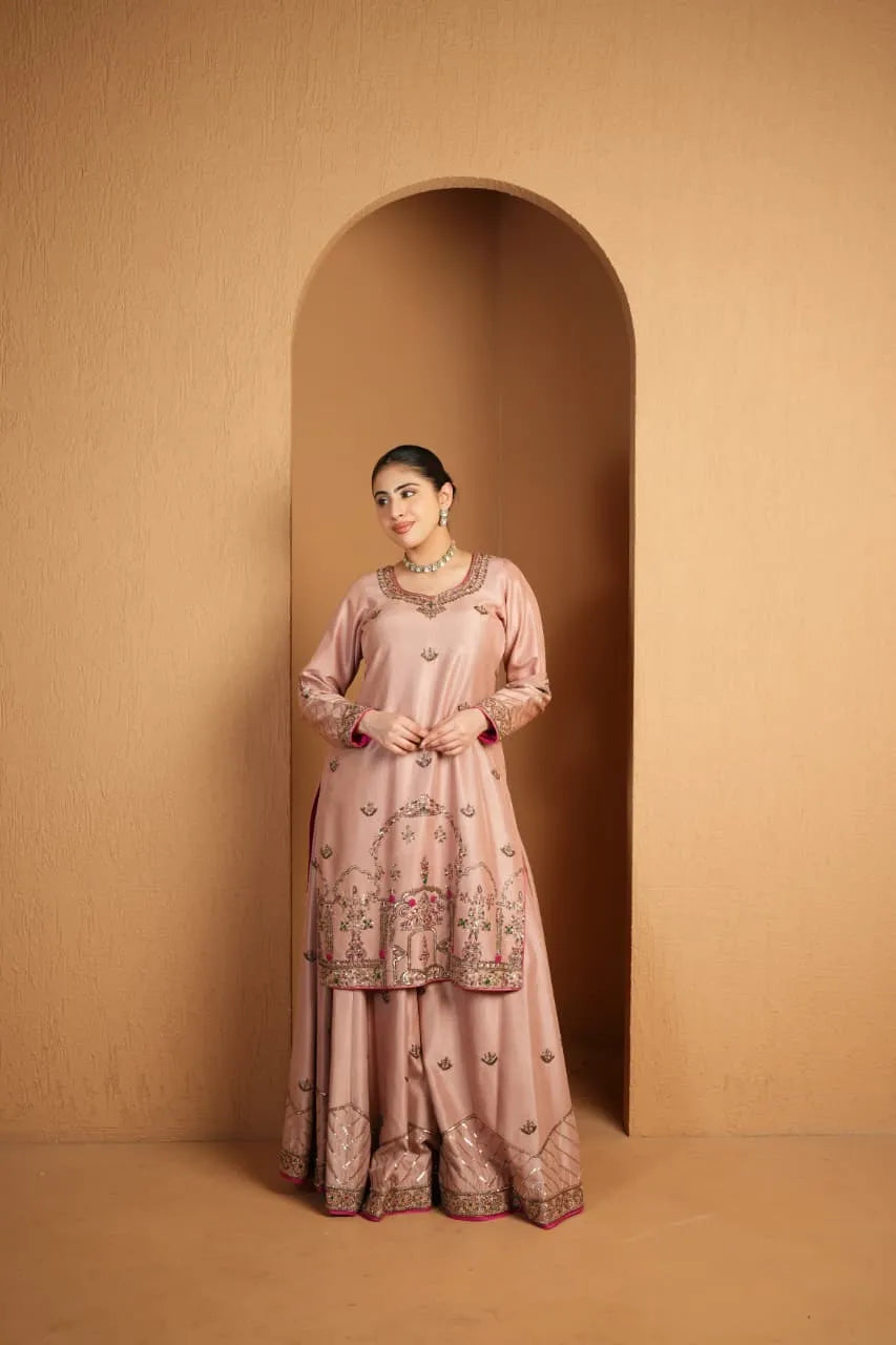 Petal Pink Sharara Ensemble