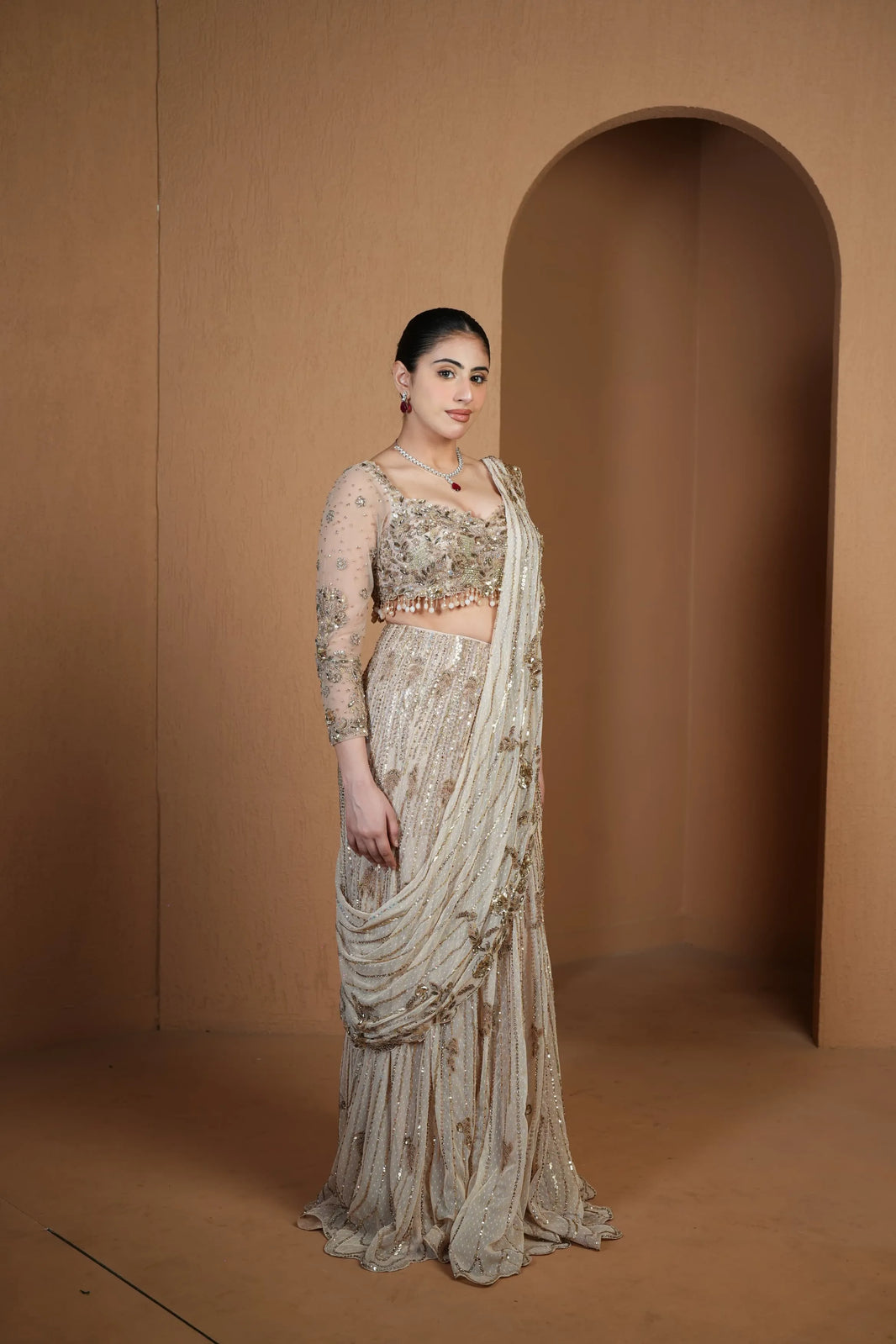 Radiance Gold Sequined Saree