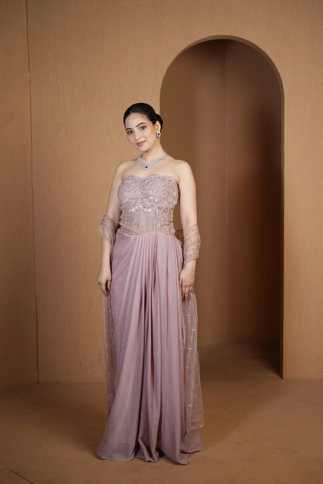 Blush Corset Drape Ensemble